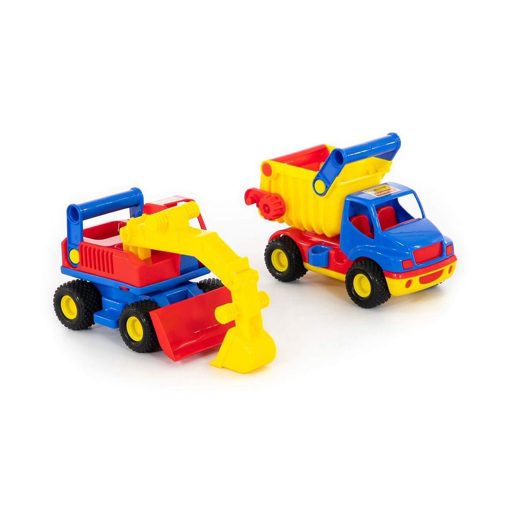 КонсТрак, автомобиль-самосвал + КонсТрак, экскаватор колёсный (в сеточке) - Полесье фото 9