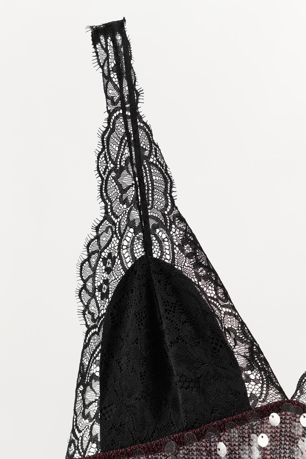 CONTRASTING SEQUIN AND LACE MIDI DRESS - Zara фото 7