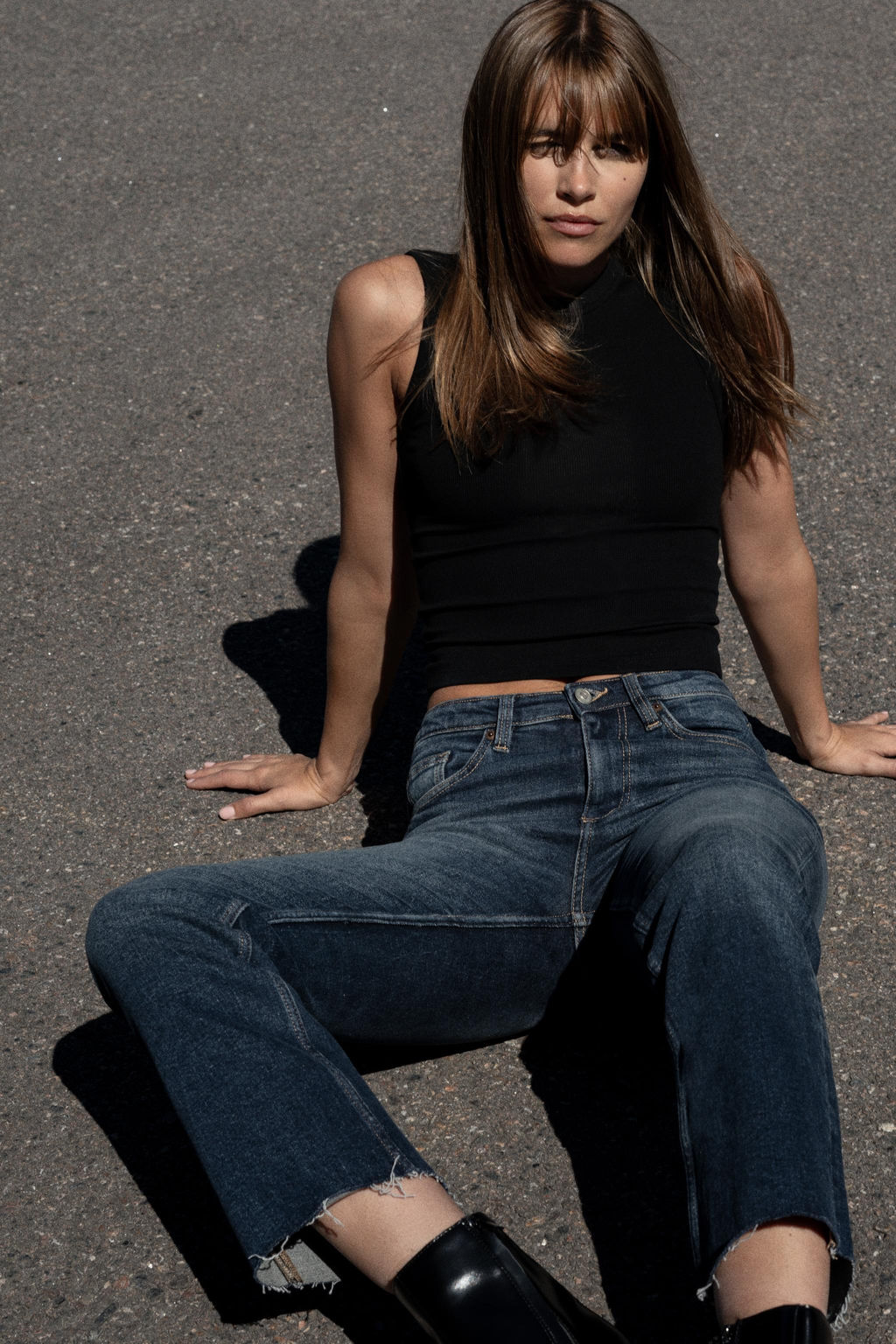 TRF CROPPED HIGH-WAIST BELL BOTTOM JEANS