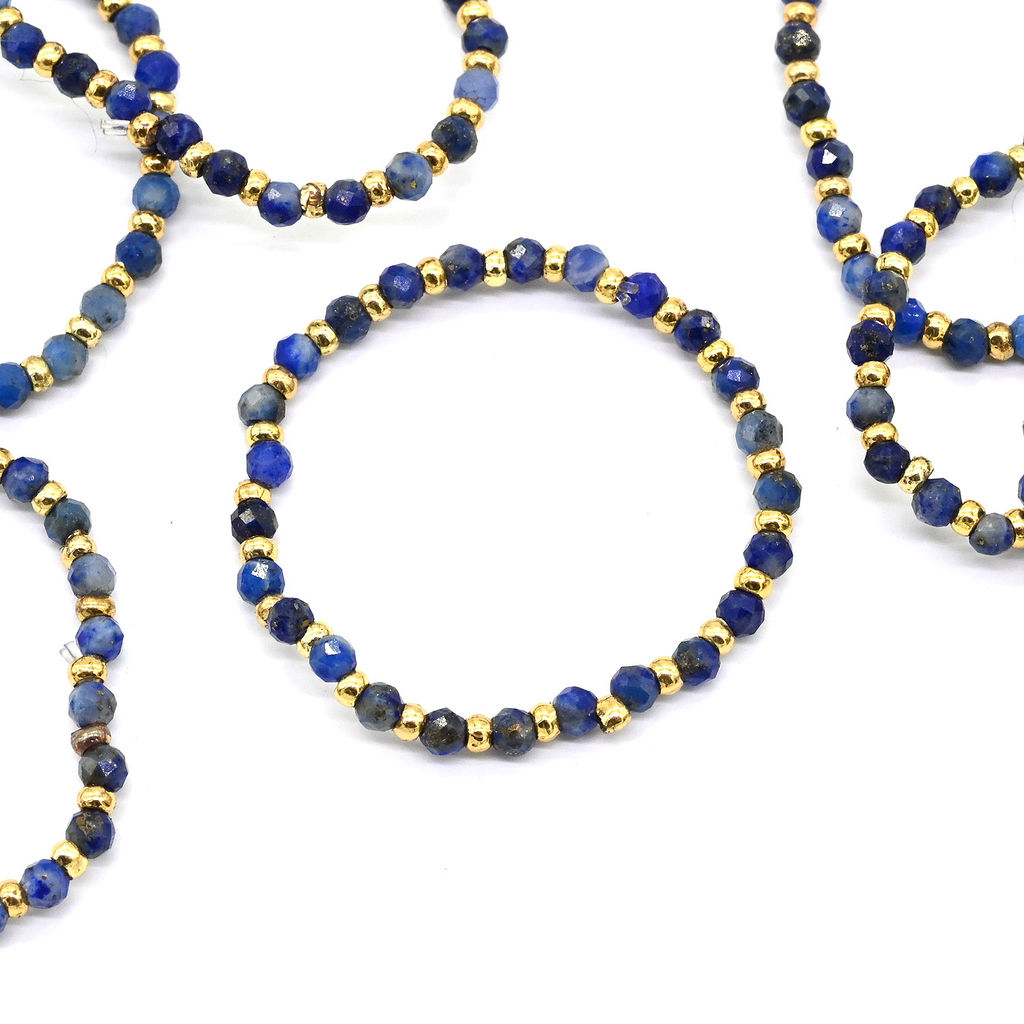 Кольцо на резинке с лазуритом шарик 2мм Радуга камня