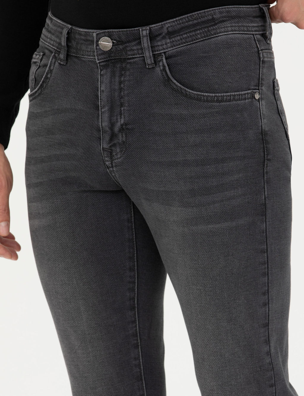 Antrasit Slim Fit Jean Pantolon