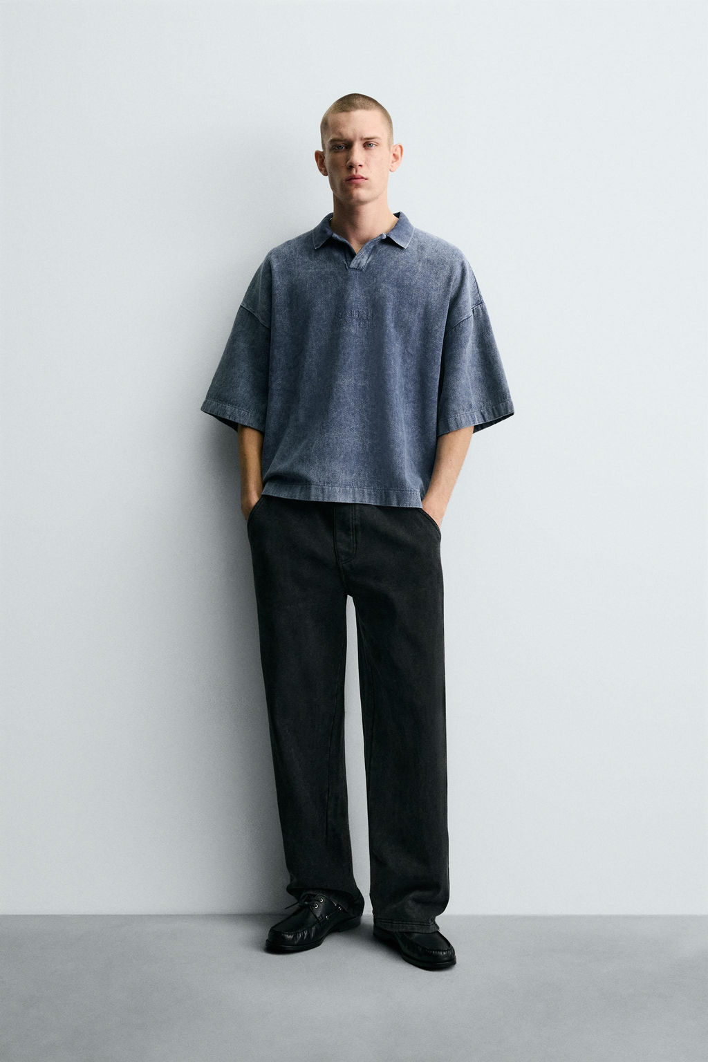 WASHED TEXTURED POLO SHIRT