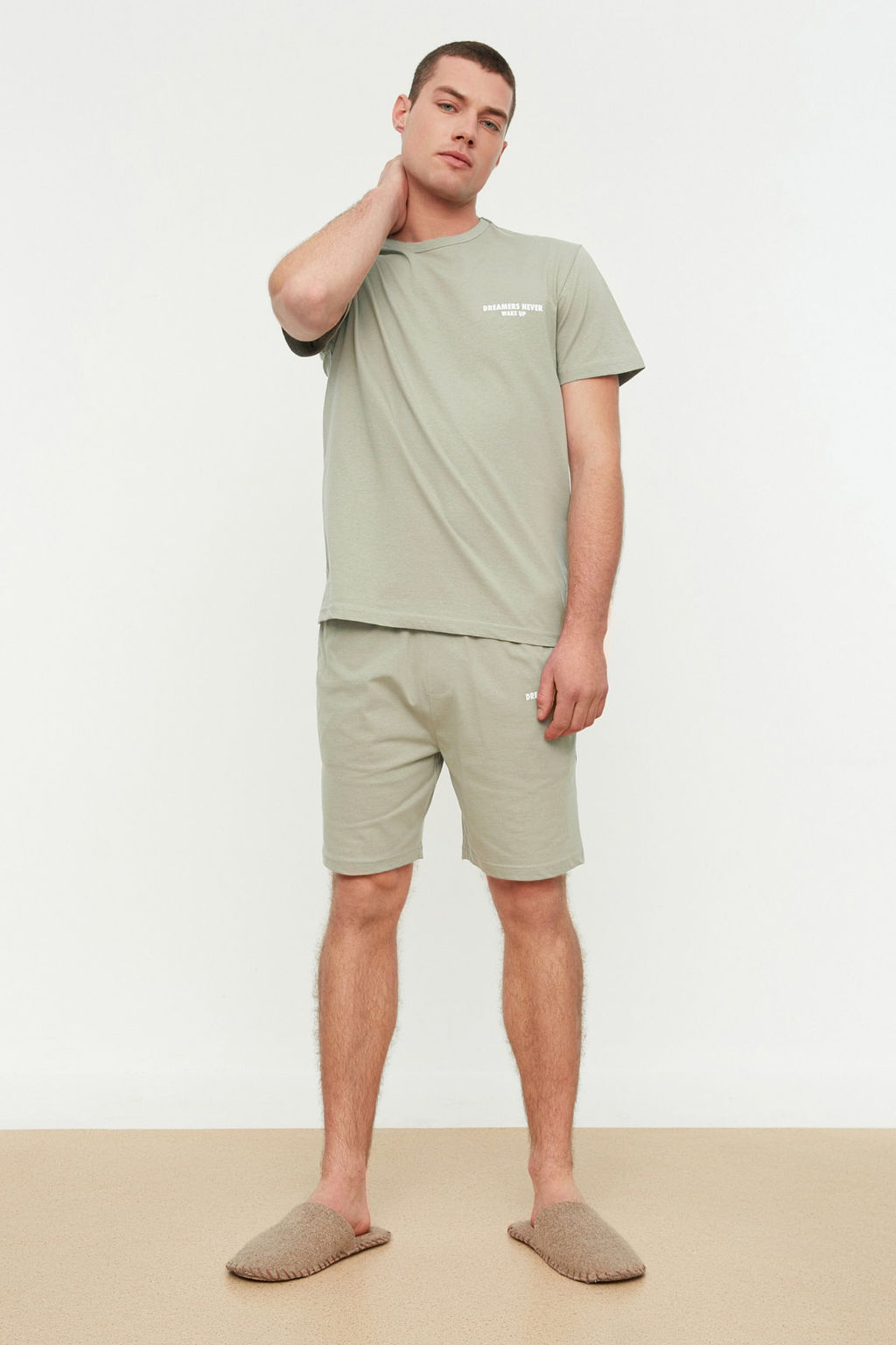 TRENDYOL MAN Mint Regular Fit Bask?l? Sortlu Pijama Tak?m? TMNSS22PT0060 - Trendyolmilla фото 2