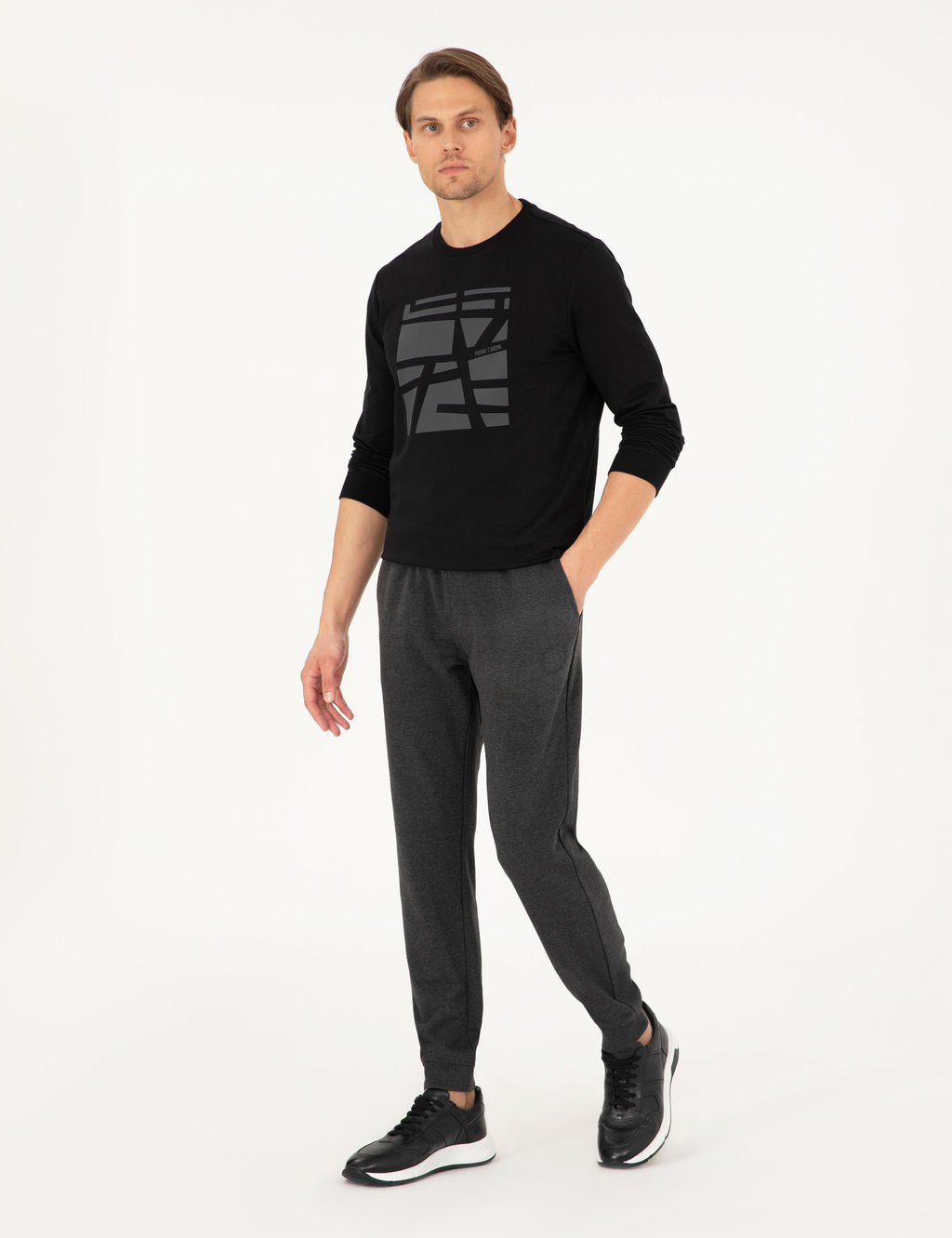 Antrasit Melanj Slim Fit Pa_as_ Lastikli E_ofman Alt_ - Pierre cardin фото 3