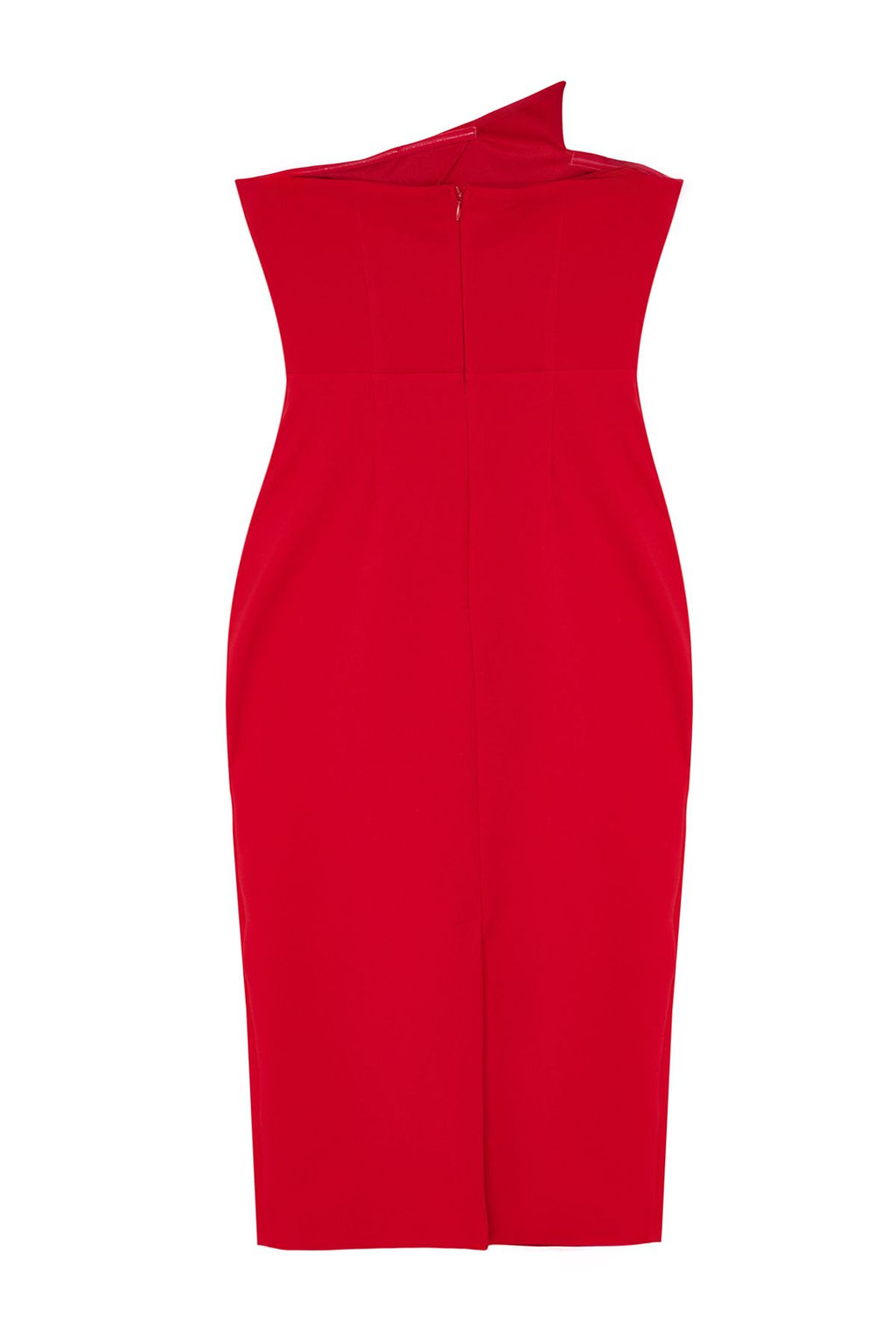 K?rm?z? Asimetrik Yaka Detayl? Dokuma S?k Abiye Elbise TPRSS24EL00223 - Trendyolmilla фото 7