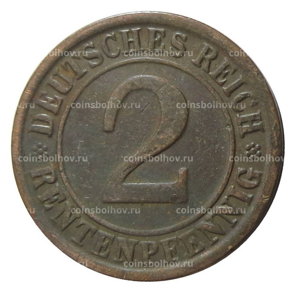 Монета 2 рентенпфеннига 1923 года G Германия