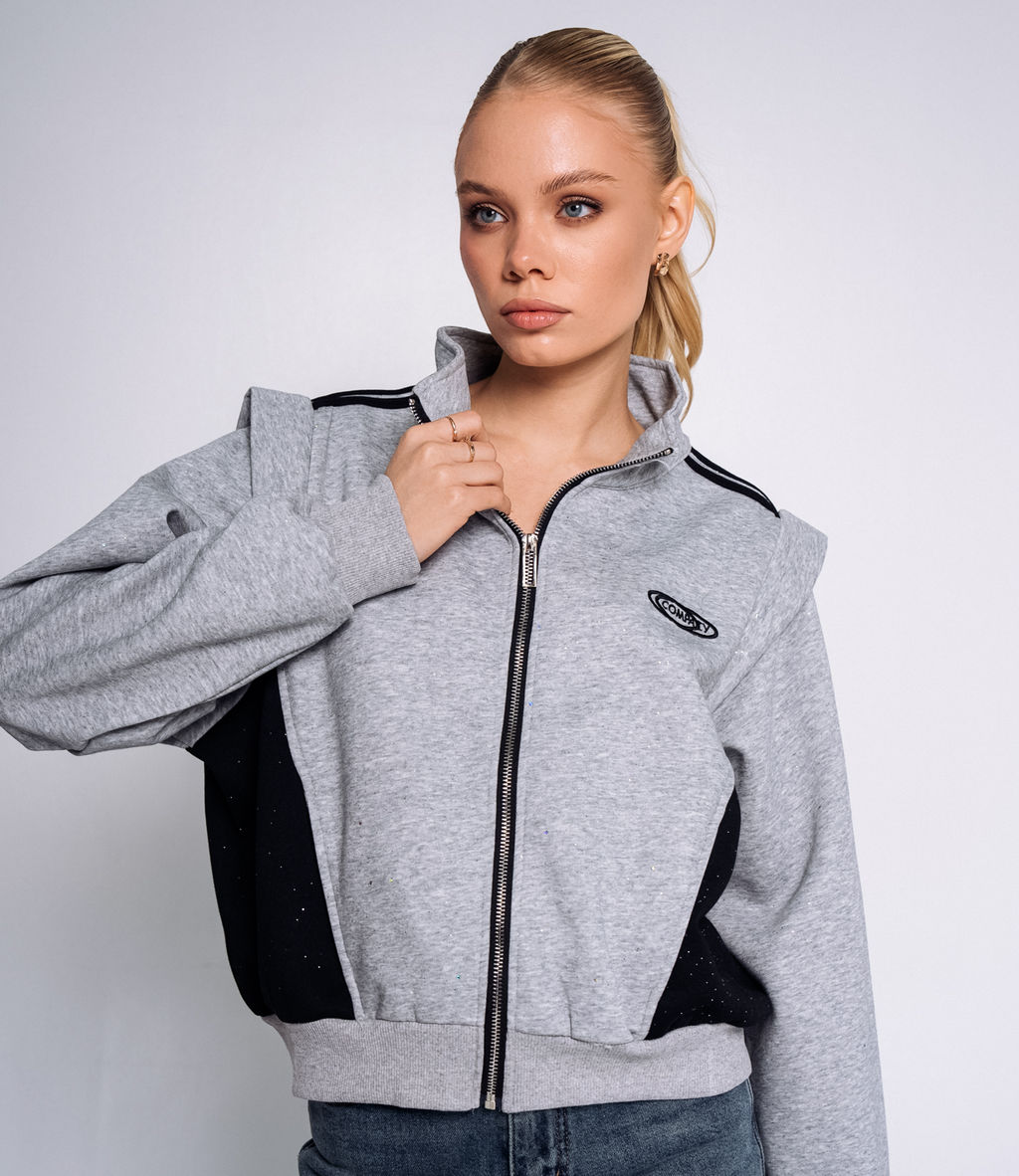 Толстовка #КТ5860, серый меланж