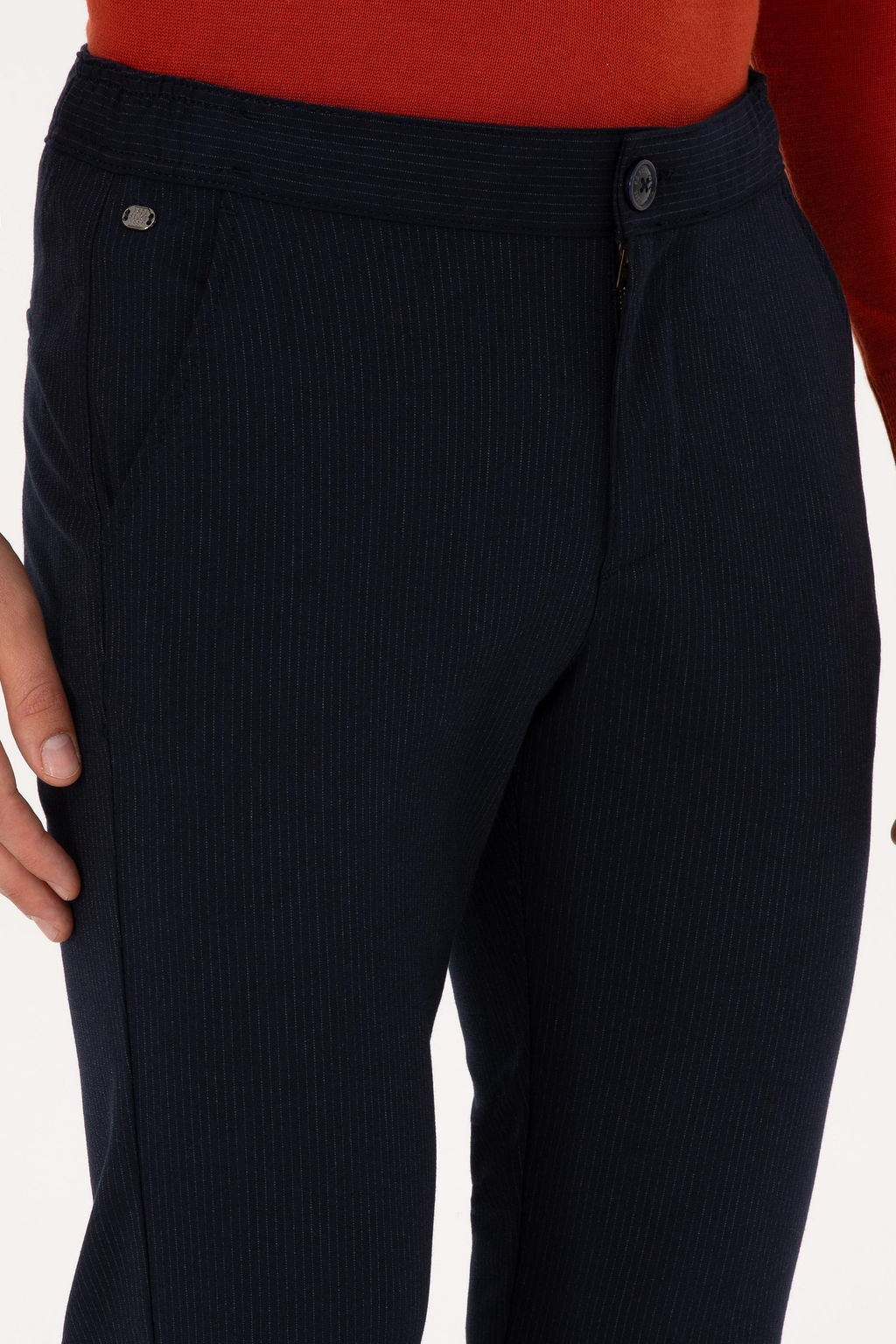 Erkek Lacivert Slim Fit Kanvas / Chino Pantolon