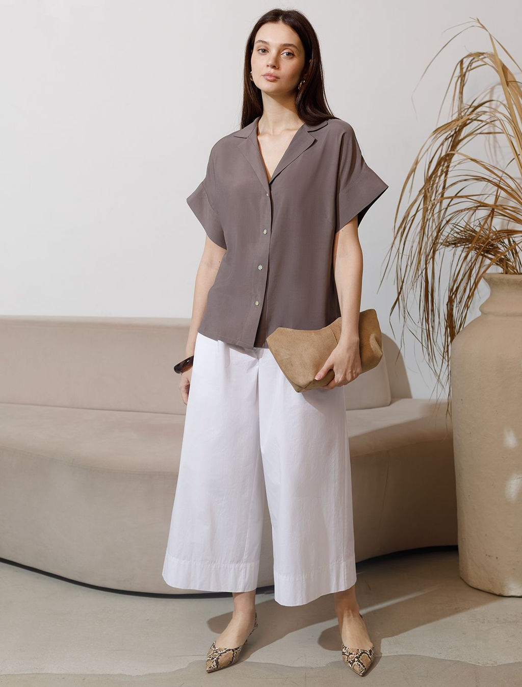 Блузка с коротким рукавом из вискозы с лиоцеллом - Vilatte фото 5