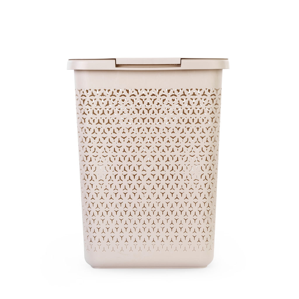 Корзина д/белья "Элемент" 30л узкая (бежевый) М9084