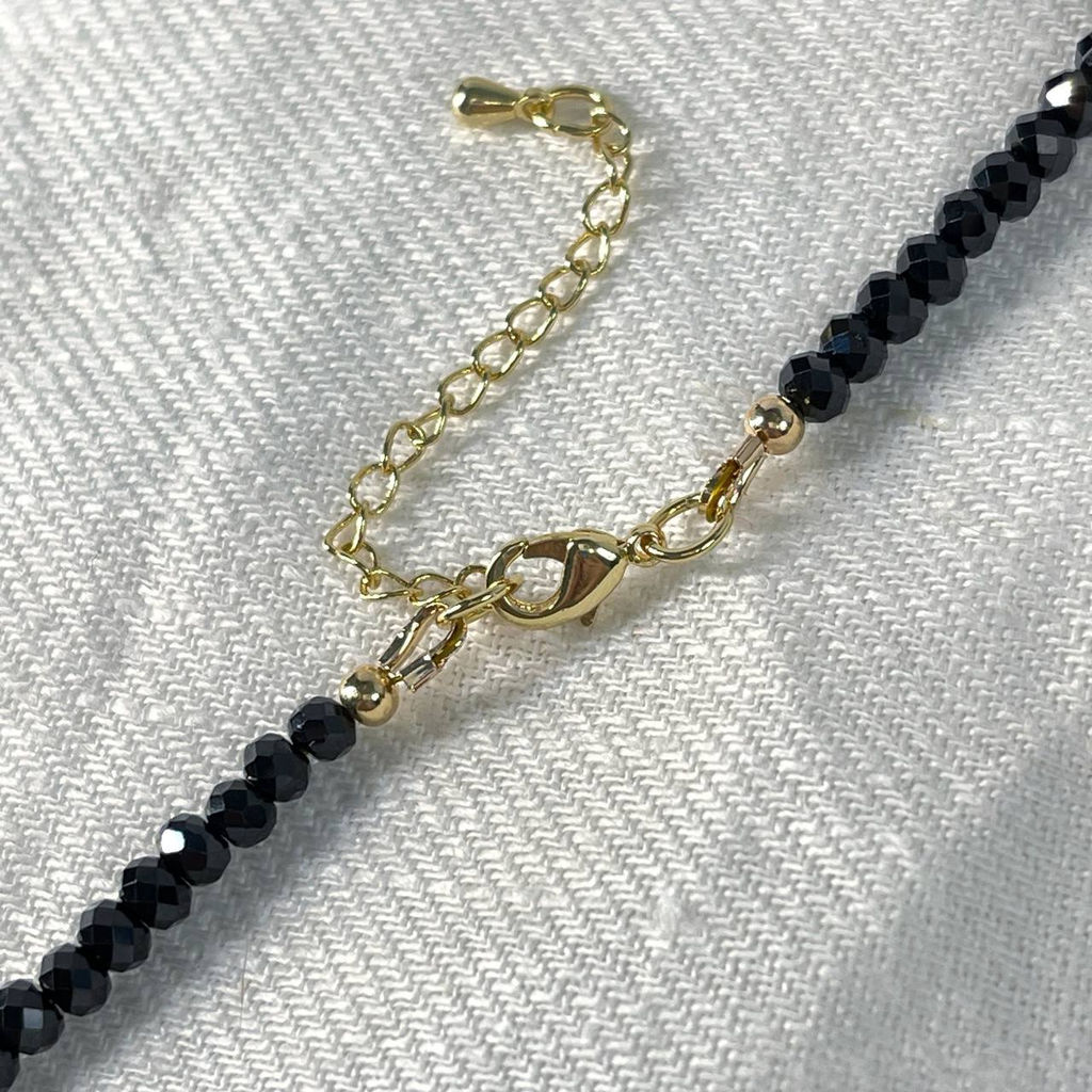 Колье из черной Шпинели и Лунного камня с подвеской 42 см +