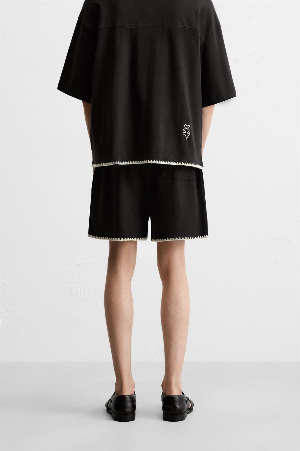 CONTRAST EMBROIDERY BERMUDA SHORTS - Zara фото 3