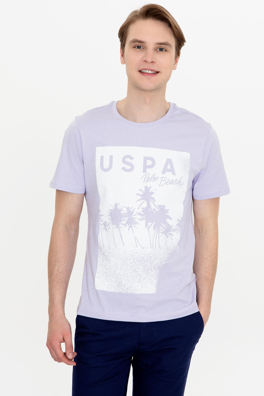 Футболка U.S. Polo Assn с круглым вырезом сиреневая хлопок  фото 14