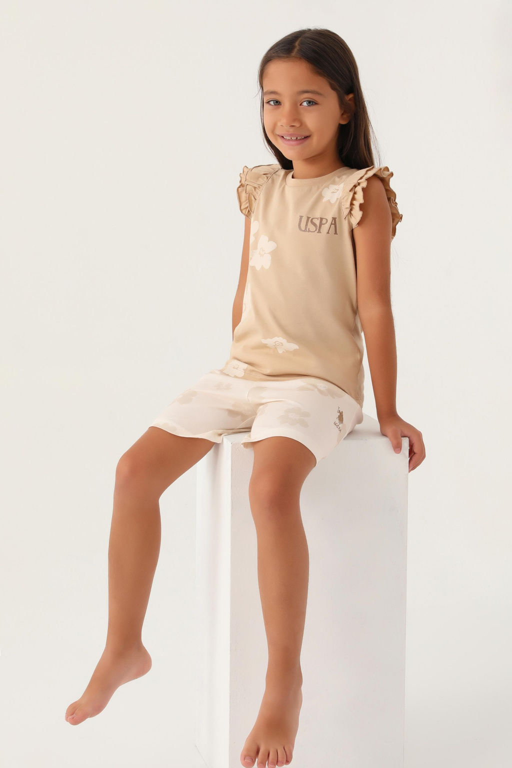 K_z _ocuk Bej Pijama Tak_m_ Sepette S_rpriz _ndirim - U.s. polo assn фото 2