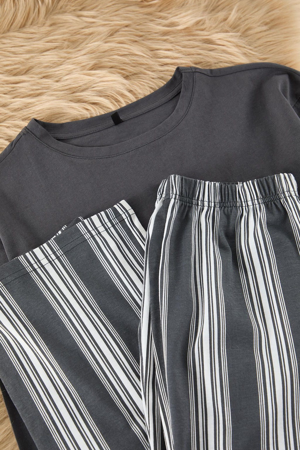 Trendyolmilla Antrasit %100 Pamuklu Cizgili Orme Pijama Tak?m? THMAW25PT00188  фото 19