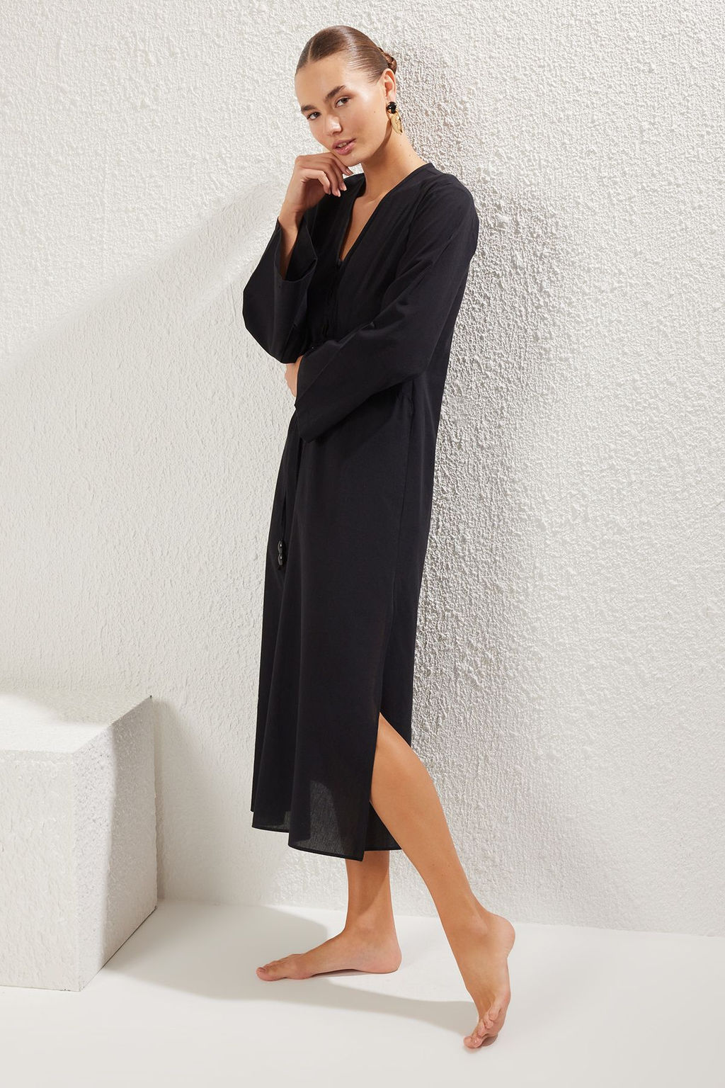 K?rm?z? Dokuma Buzgulu %100 Pamuk Maxi Plaj Elbise TBESS25EL00015 - Trendyolmilla фото 11