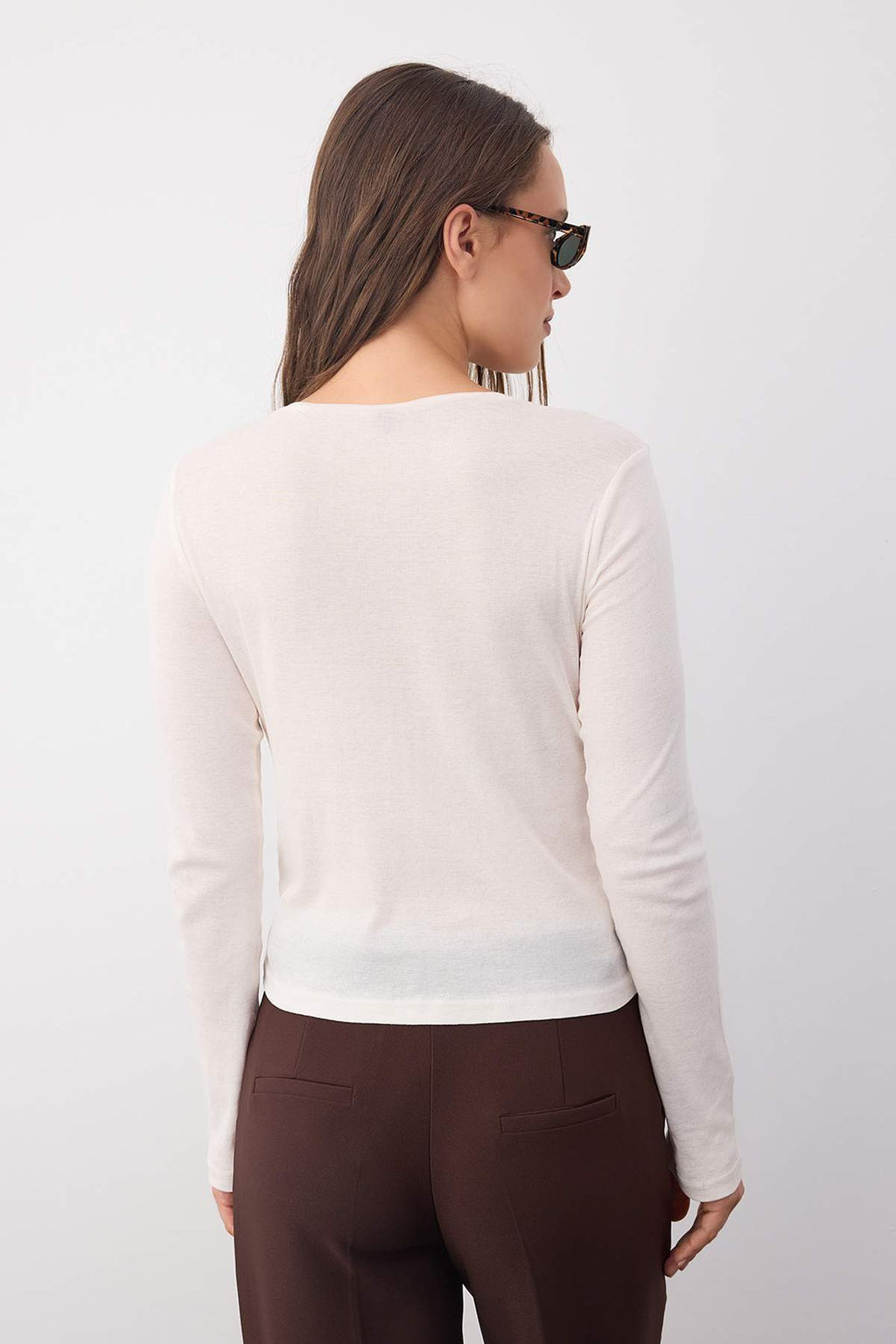 Wardrobe Essentials Siyah Transparan Slim/Vucuda Oturan Orme Bluz | TWOAW26BZ00015 - Trendyolmilla фото 4