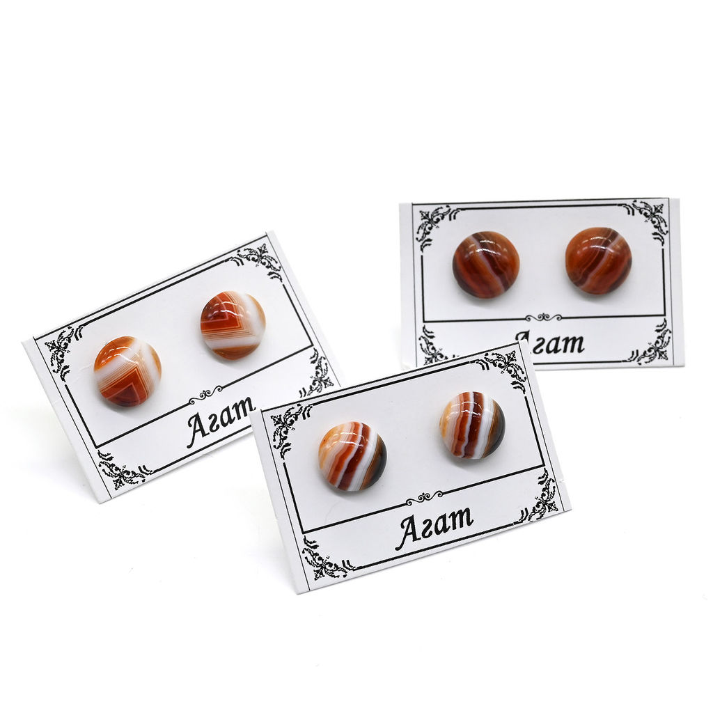 Серьги гвоздики (пусеты) агат 7-8мм. Радуга камня