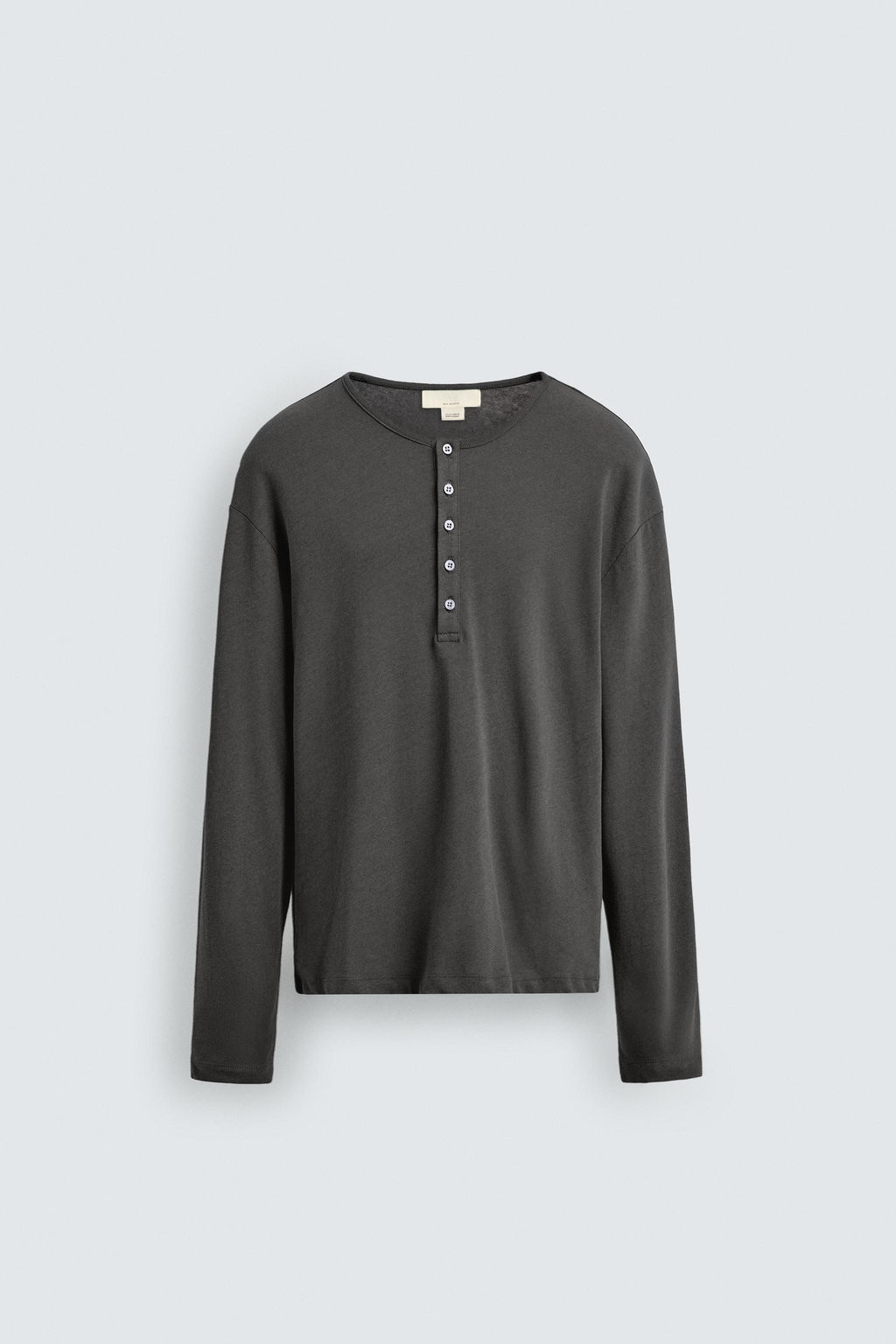 CAMISETA CUELLO PANADERO ALGOD?N - LINO LIMITED EDITION / Gris oscuro - Zara фото 8