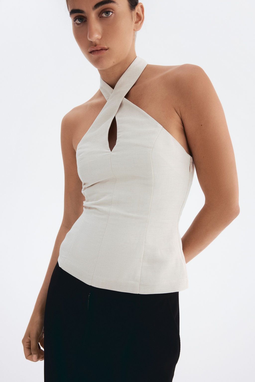 Top halter en mezcla de lino - H&m фото 4