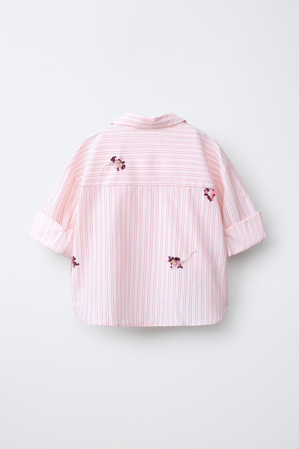 CAMISA Y TOP RAYAS FLORES LENTEJUELAS / Rosa pastel - Zara фото 9