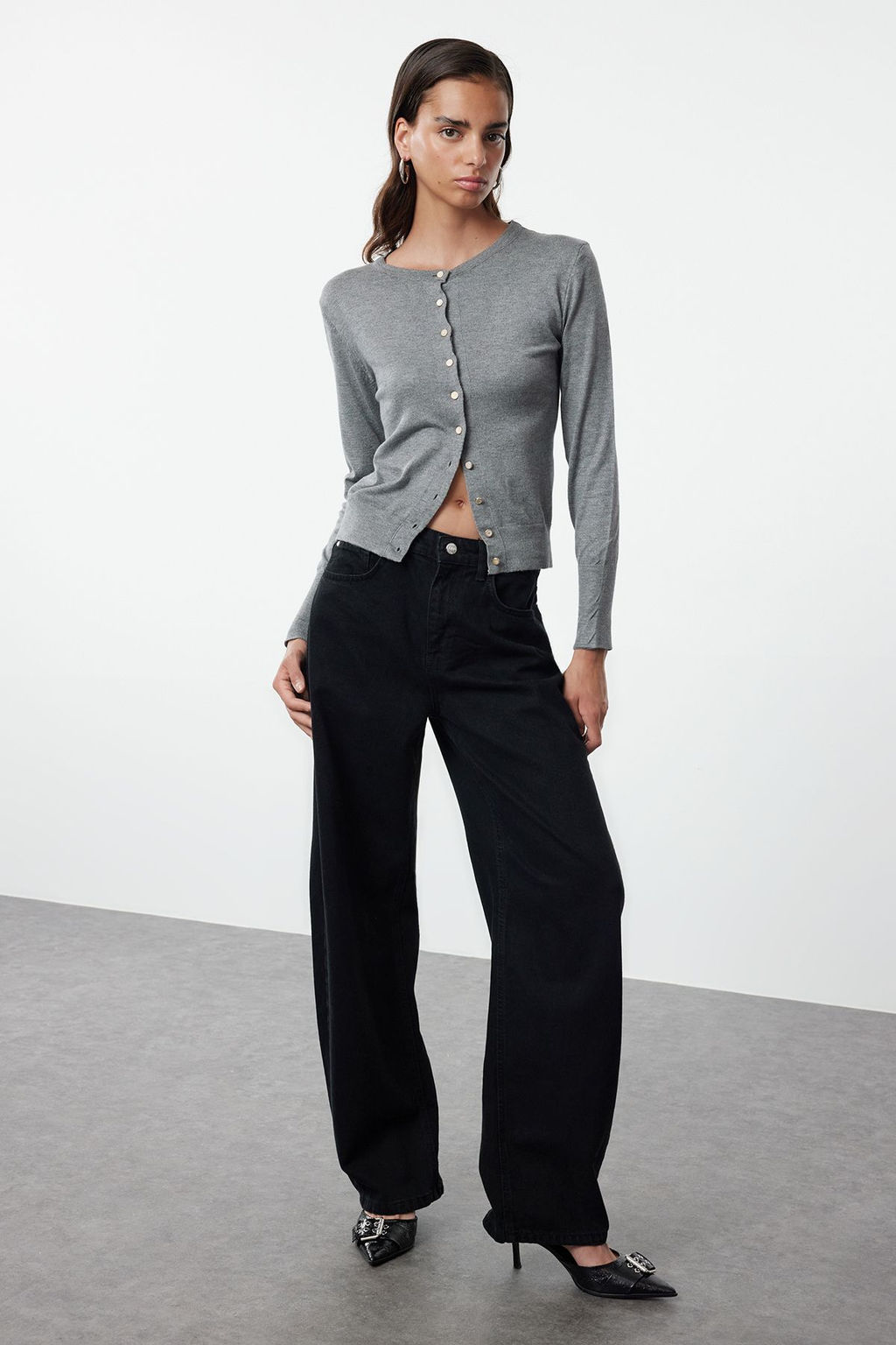 TRENDYOLMILLA Mavi Yuksek Bel Barrel Baggy Jeans TWOAW25JE00130  фото 2
