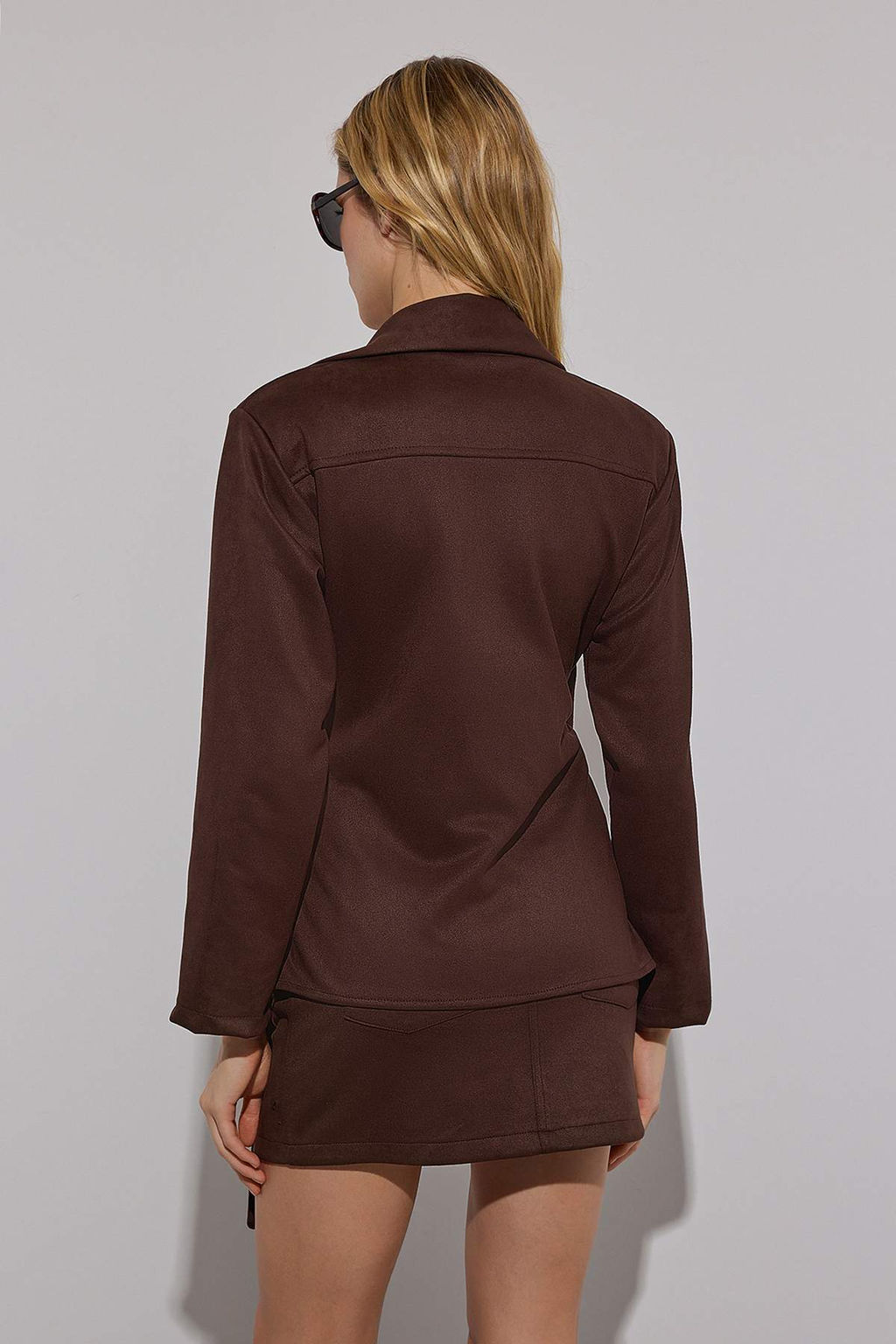 Limited Edition Kahverengi Suet Aksesuar Detayl? Ceket TWOAW26CE00035 - Trendyolmilla фото 4