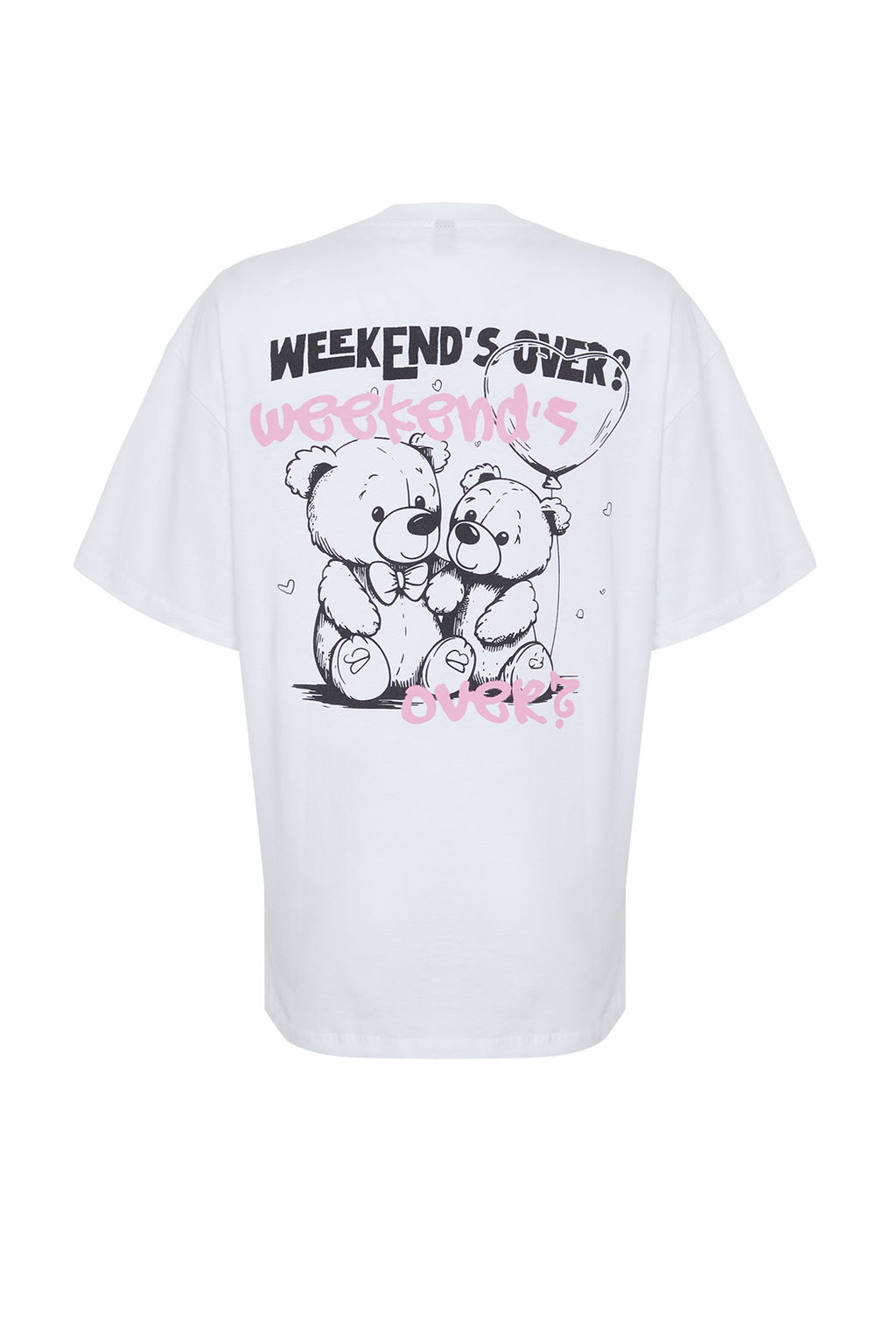 TRENDYOLMILLA Beyaz %100 Pamuk Ay?c?k Bask?l? Oversize/Genis Kal?p K?sa Kollu Orme T-Shirt TWOSS24TS00173 фото 8