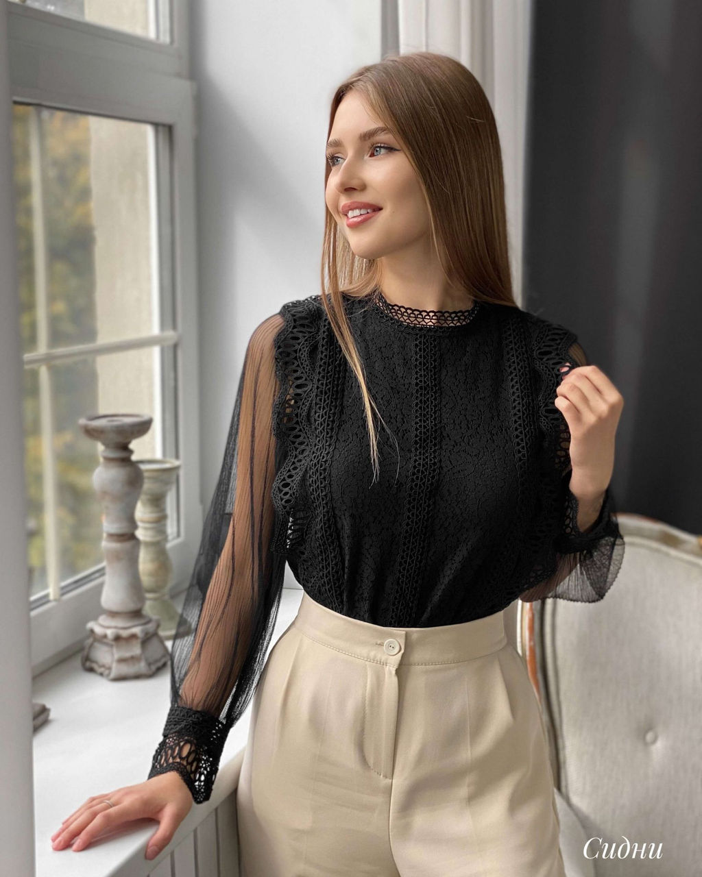 Блузка Сидни (черный) - Nadi bordo фото 2