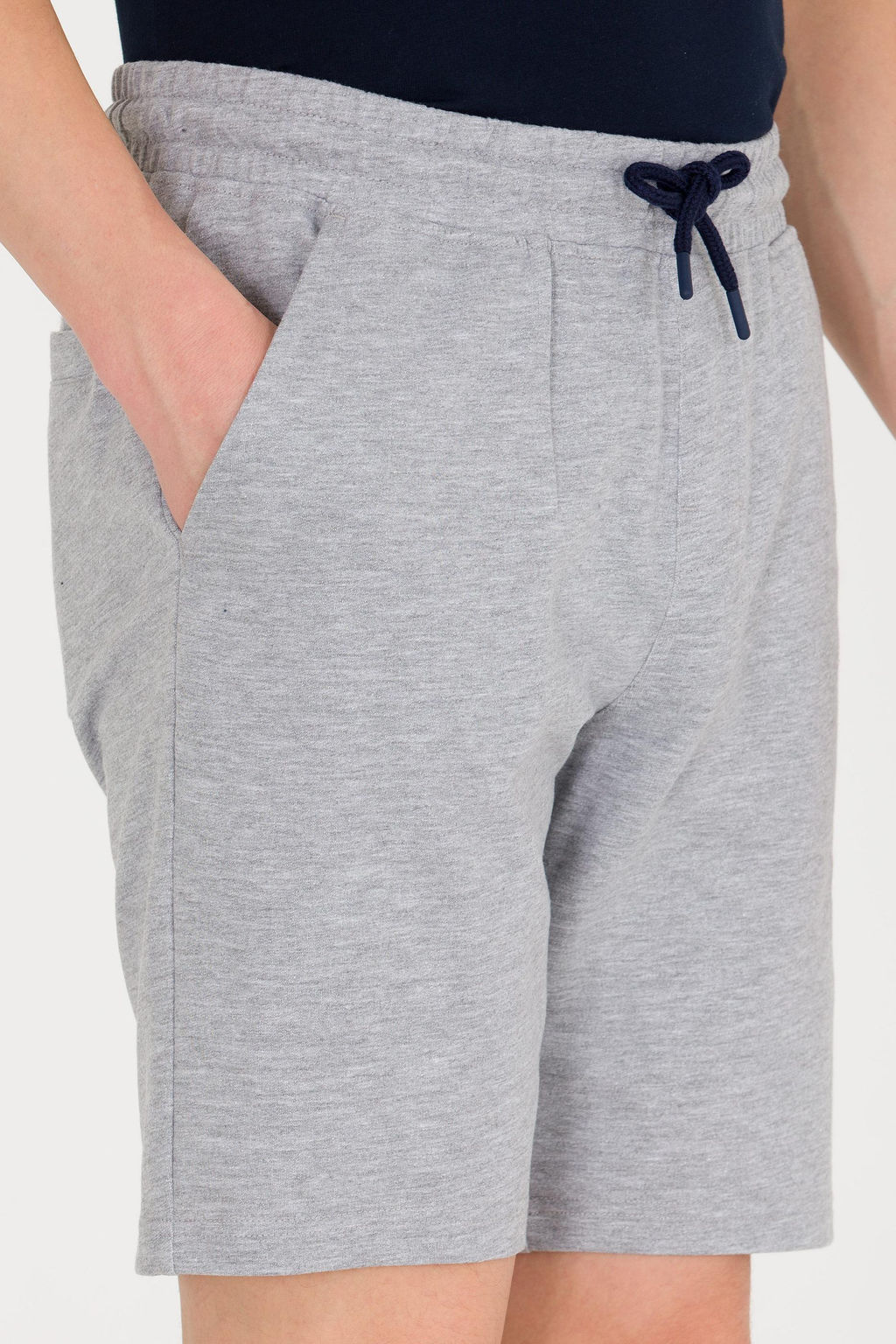 Мужские серые меланжевые вязаные шорты - U.s. polo assn фото 6