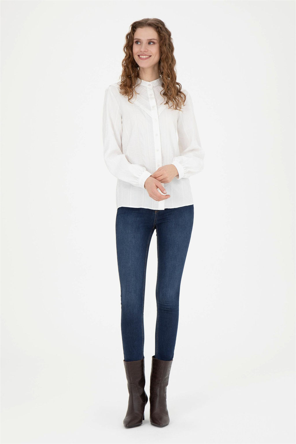 Женская белая рубашка с длинным рукавом - U.s. polo assn фото 4