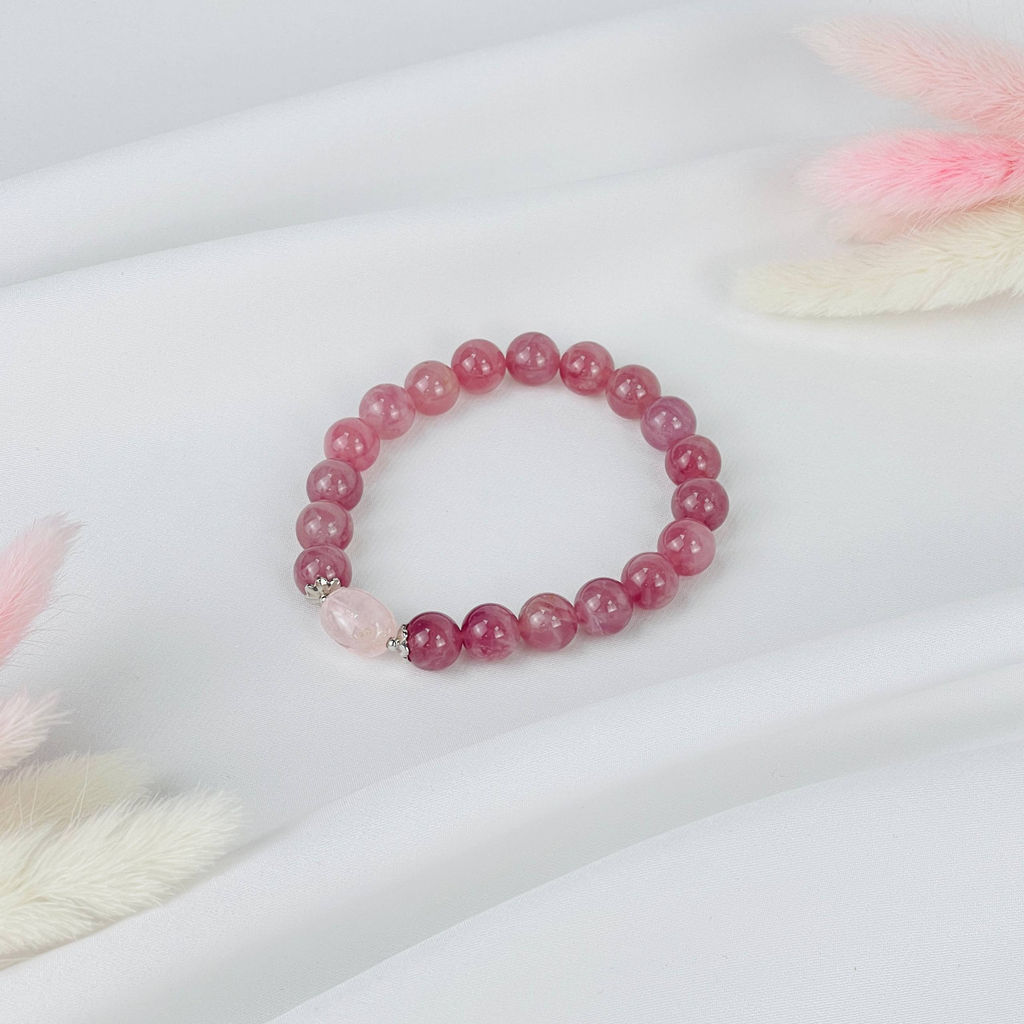 Браслет из Розового кварца и Морганита - Радуга самоцветов фото 2