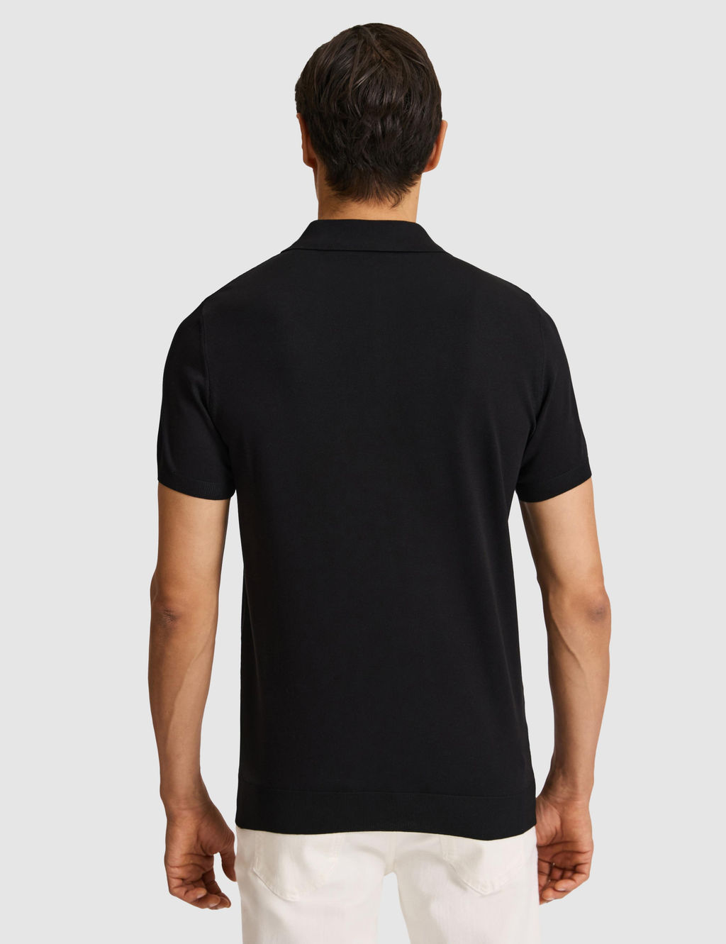 Siyah Slim Fit Fermuarl_ Polo Yaka Triko T-shirt