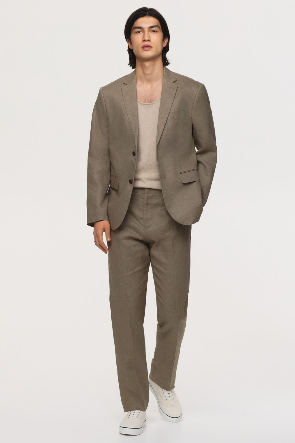 Pantal?n de traje en lino Slim Fit - H&m фото 7