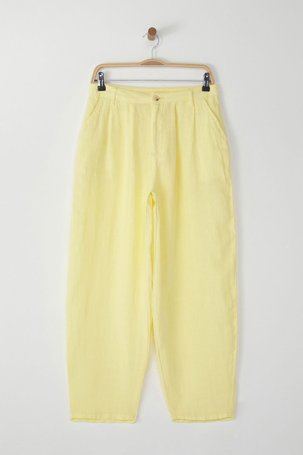 Sar? %100 Keten Yuksek Bel Barrel Pantolon TWOSS24JE00243 - Trendyolmilla фото 5