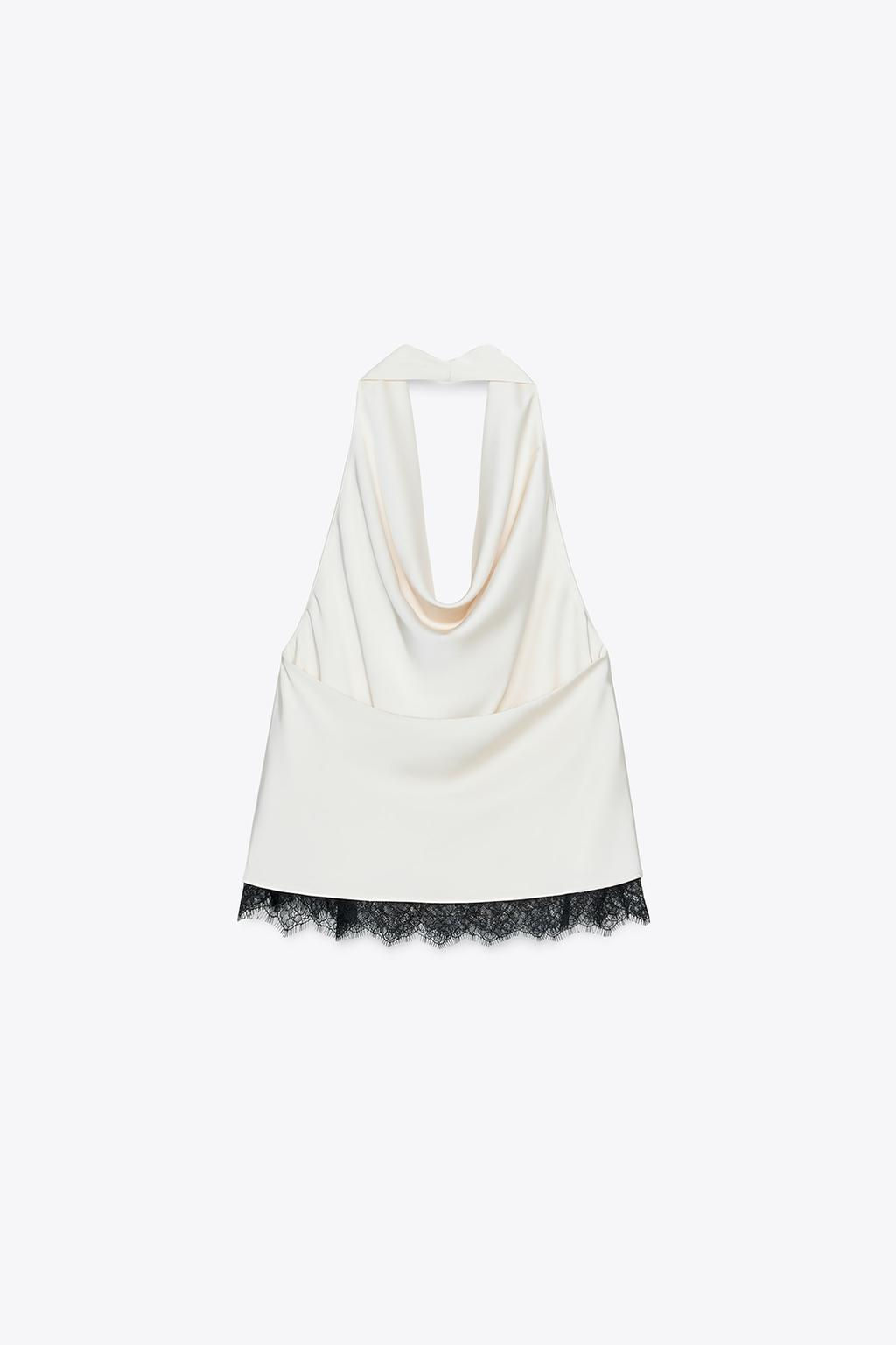 SATIN HALTER TOP WITH LACE - Zara фото 4