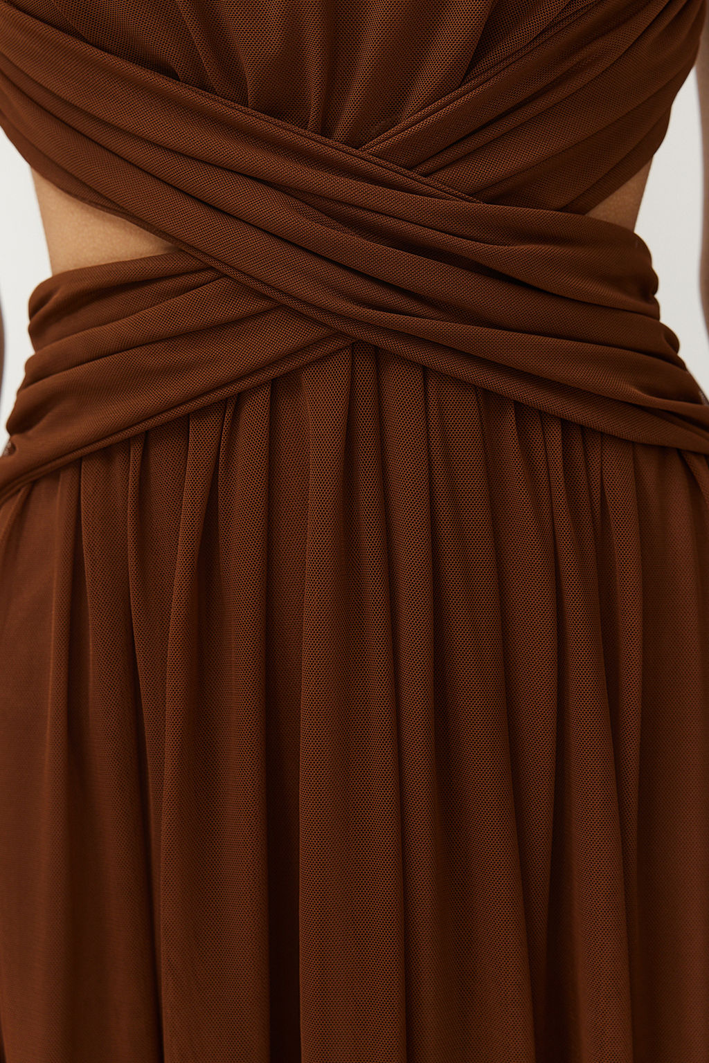 TRENDYOLMILLA Kahverengi Pencere/Cut Out Detayl? Orme Tul Elbise TPRSS24EL00022 фото 5