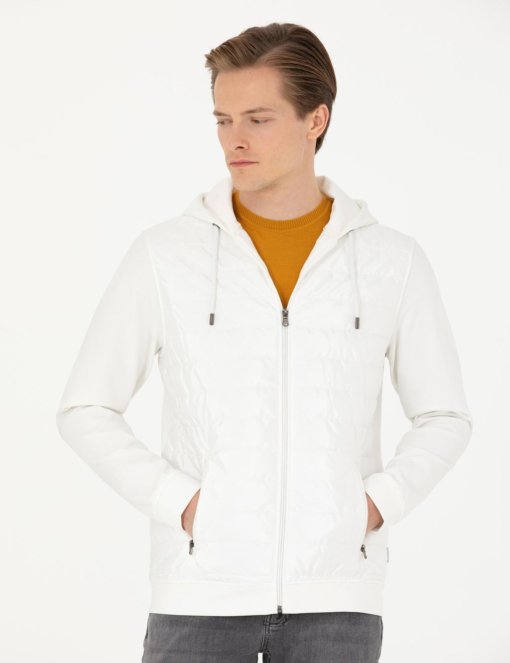 Белый свитшот с капюшоном - Cacharel фото 2