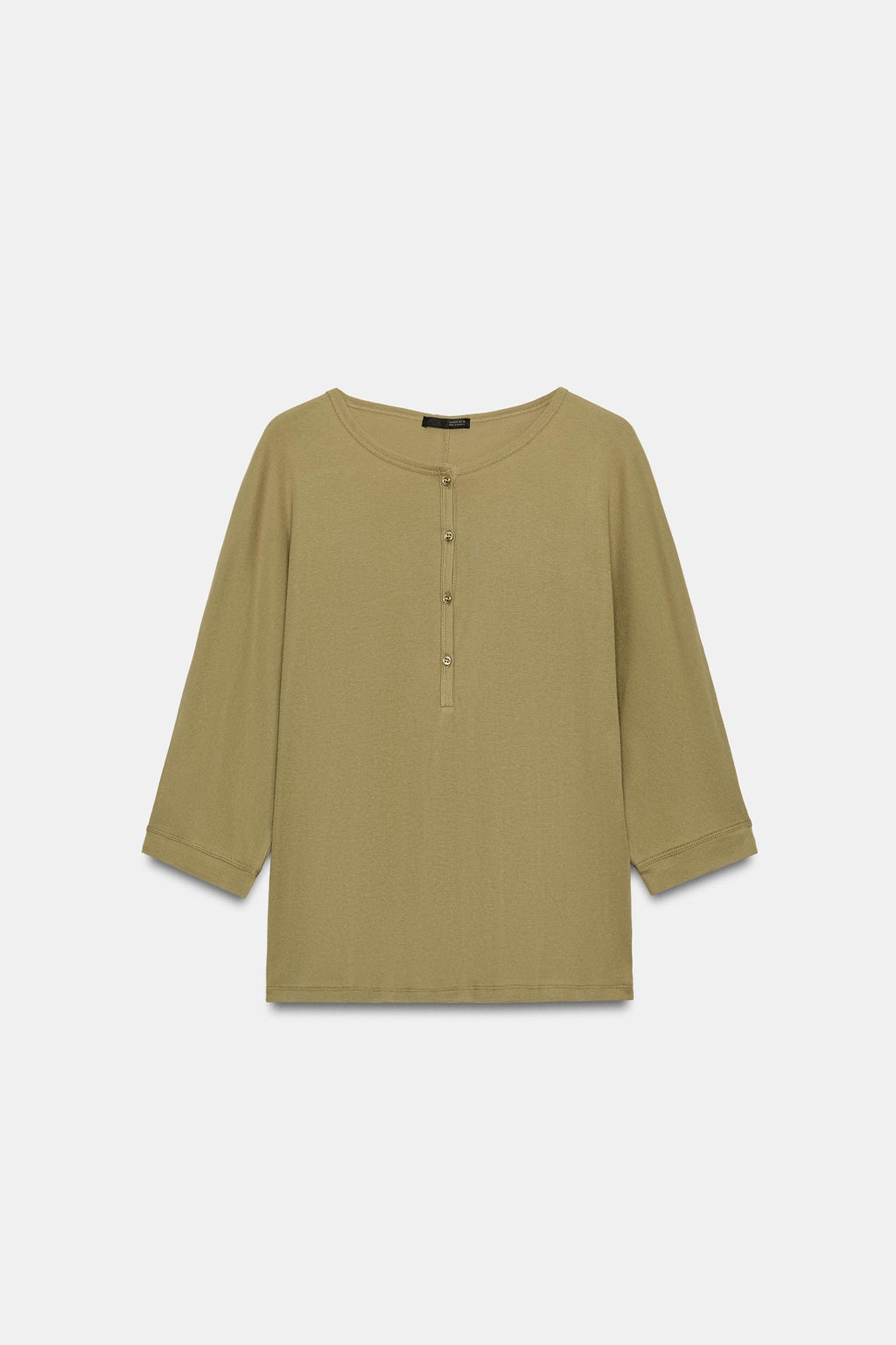 CAMISETA CUELLO PANADERO ALGOD?N / Khaki