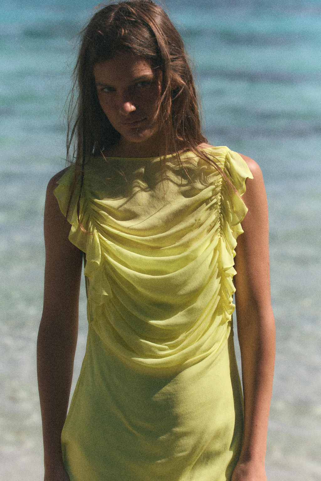 VESTIDO LARGO GEORGETTE / Amarillo lim?n - Zara фото 3