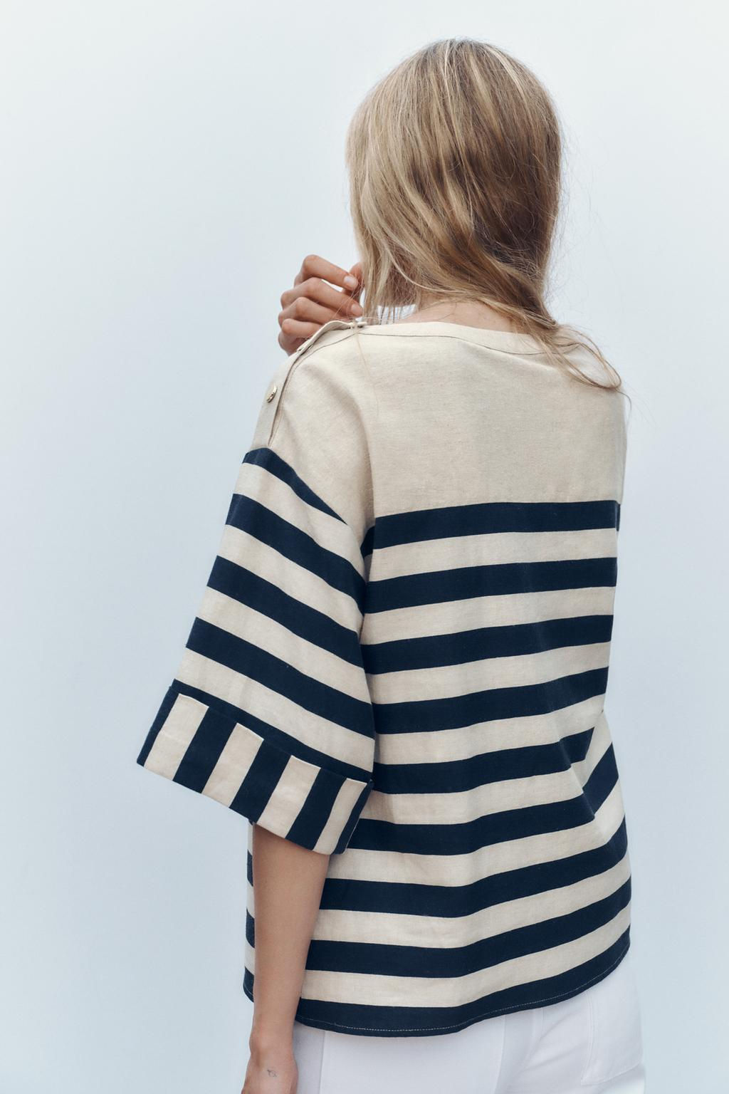 STRIPED LINEN BLEND SHIRT - Zara фото 13