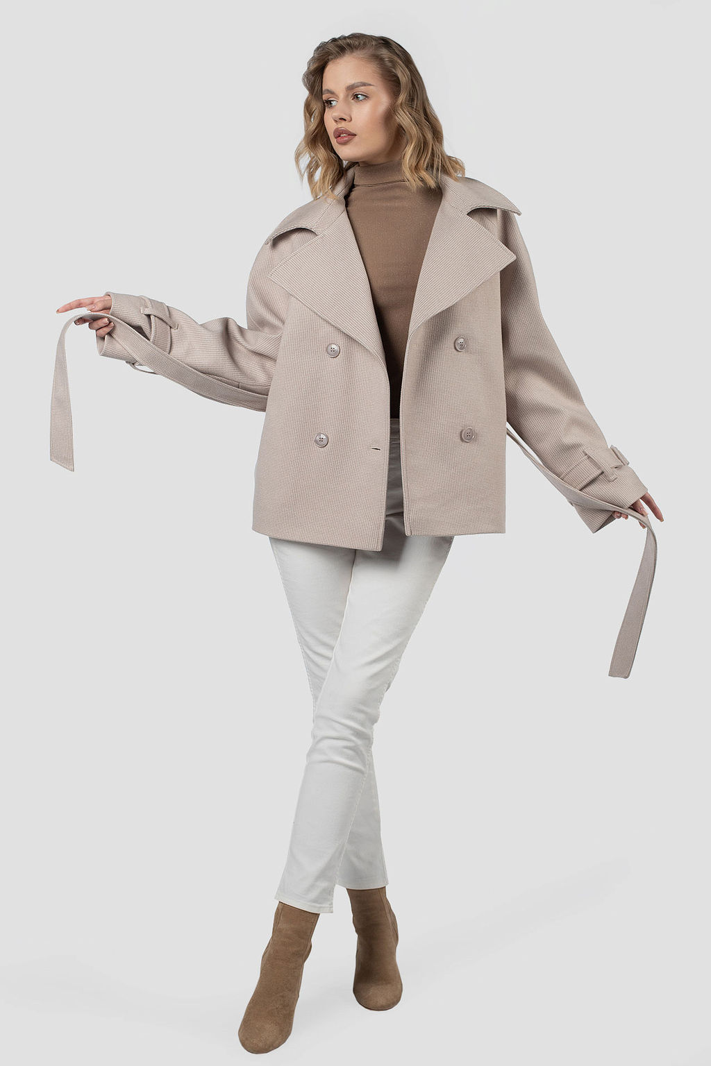 01-12223 Пальто женское демисезонное (пояс) - El podio фото 3