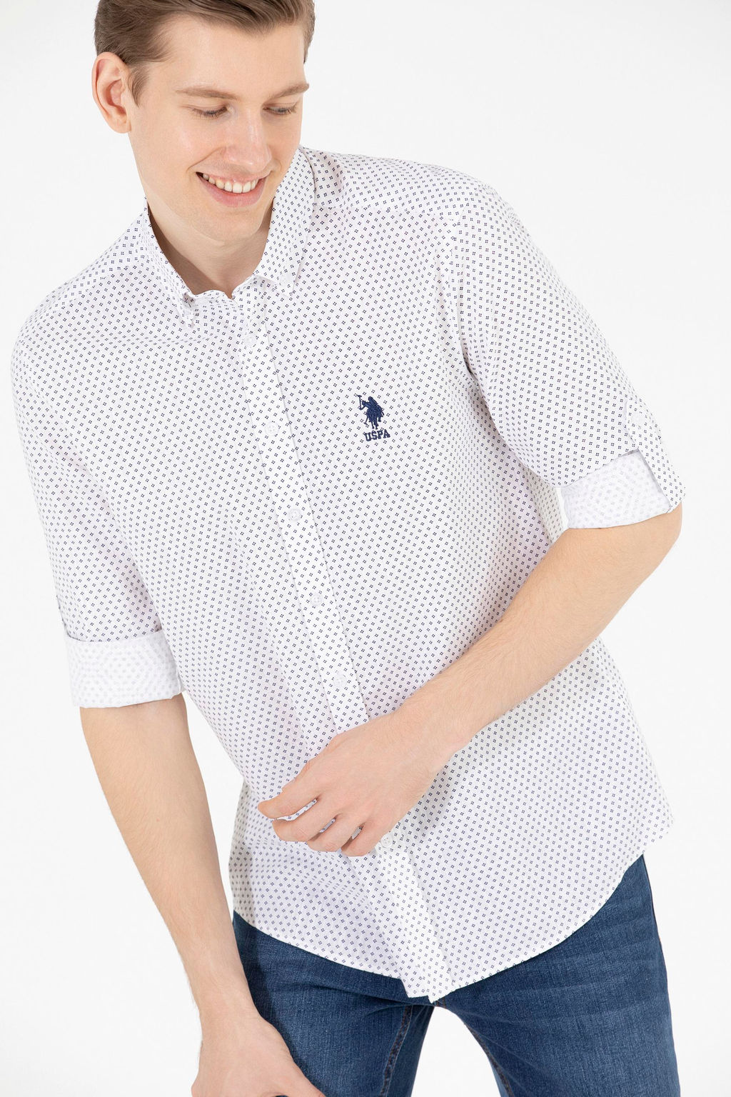 U. S. Polo Assn Мужская темно-синяя рубашка с длинным рукавом - U.s. polo assn фото 3