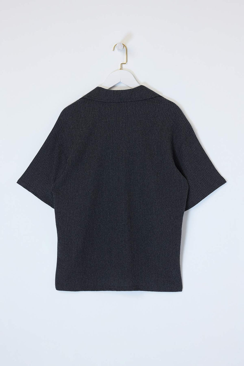 Siyah Oversize Polo Yaka Duz Polo Yaka T-shirt TMNSS25PO00045