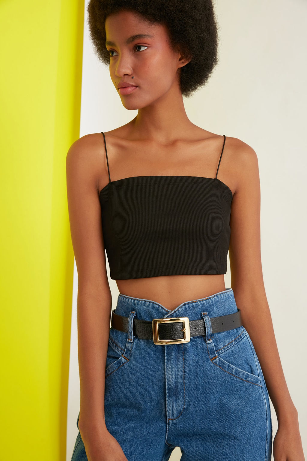 Siyah Croco Tokal? Deri Gorunumlu Kad?n Kemer TWOSS21KE0079