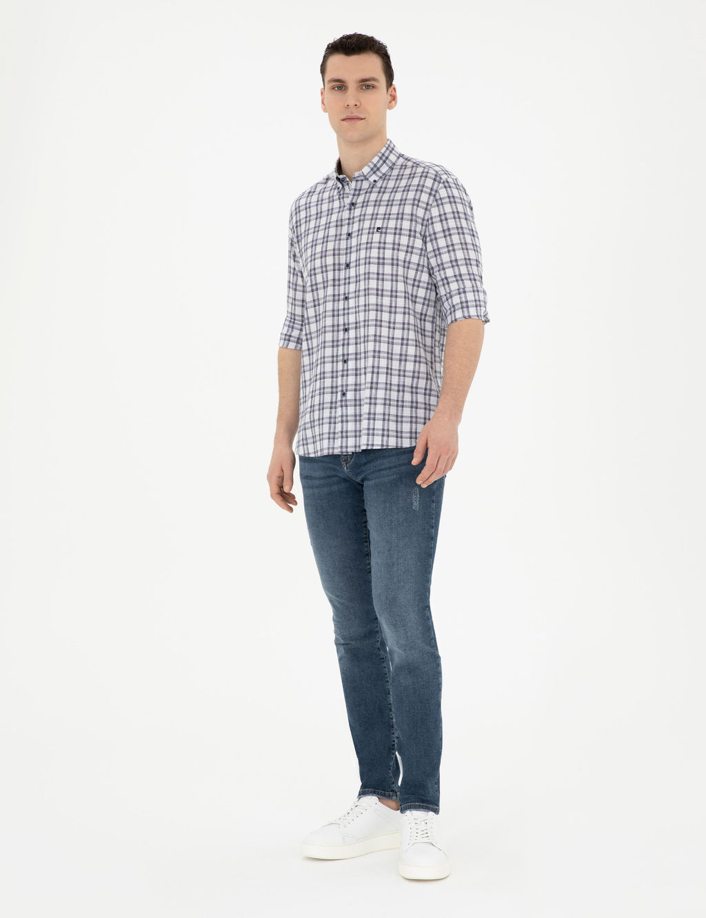 Lacivert Regular Fit Uzun Kollu G_mlek