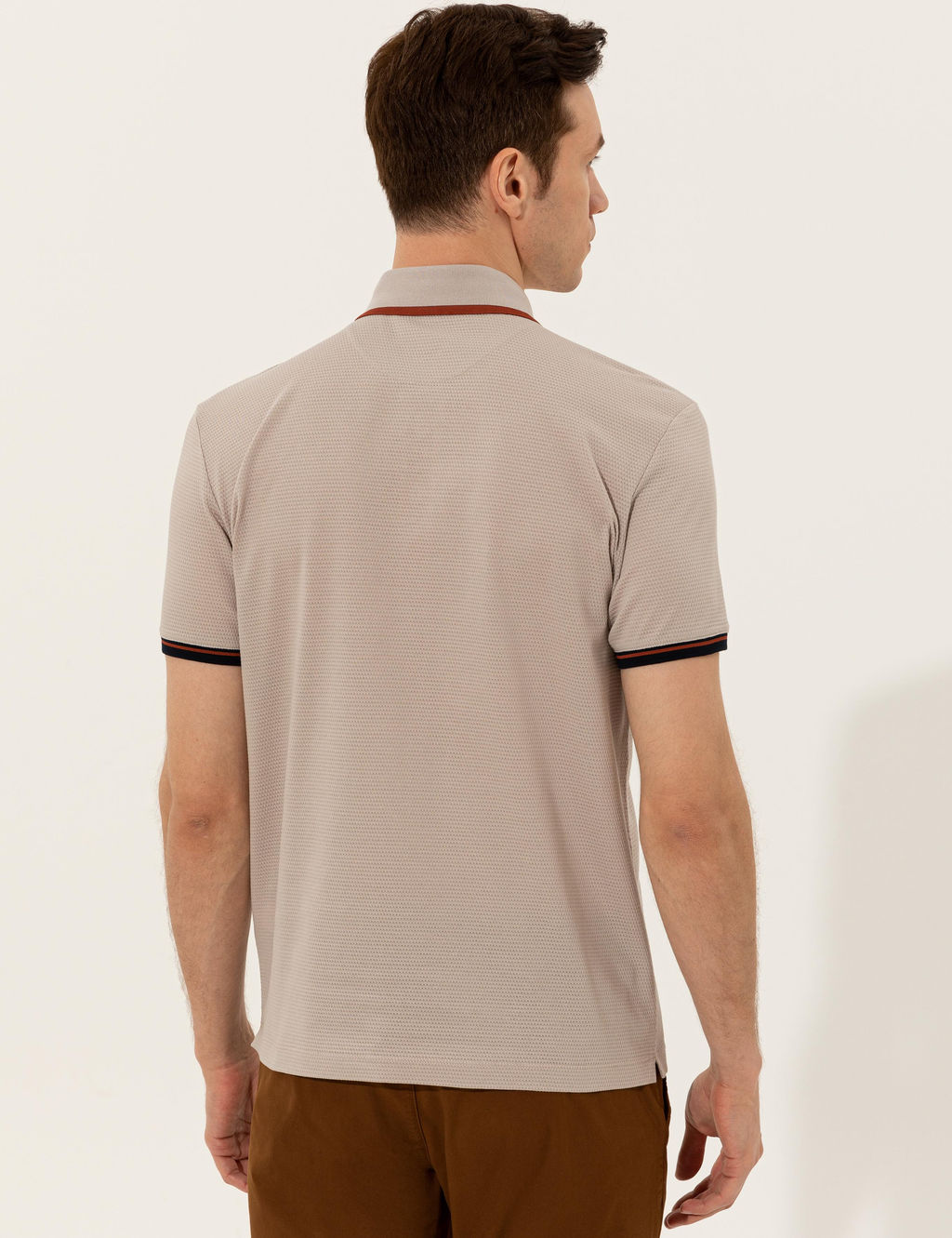 Bej Polo Yaka Slim Fit T-Shirt