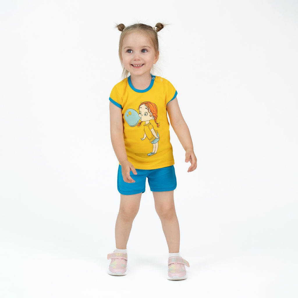 Костюм детский желтый/бирюза принт девочка 7059п (80, 52)