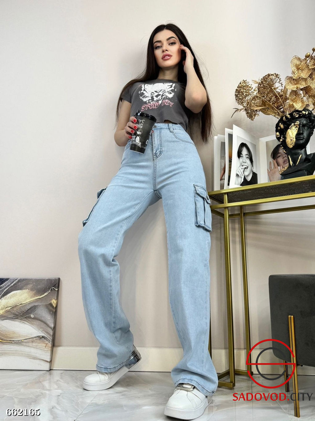 Женские джинсы карго с накладными карманами - Bruno фото 3