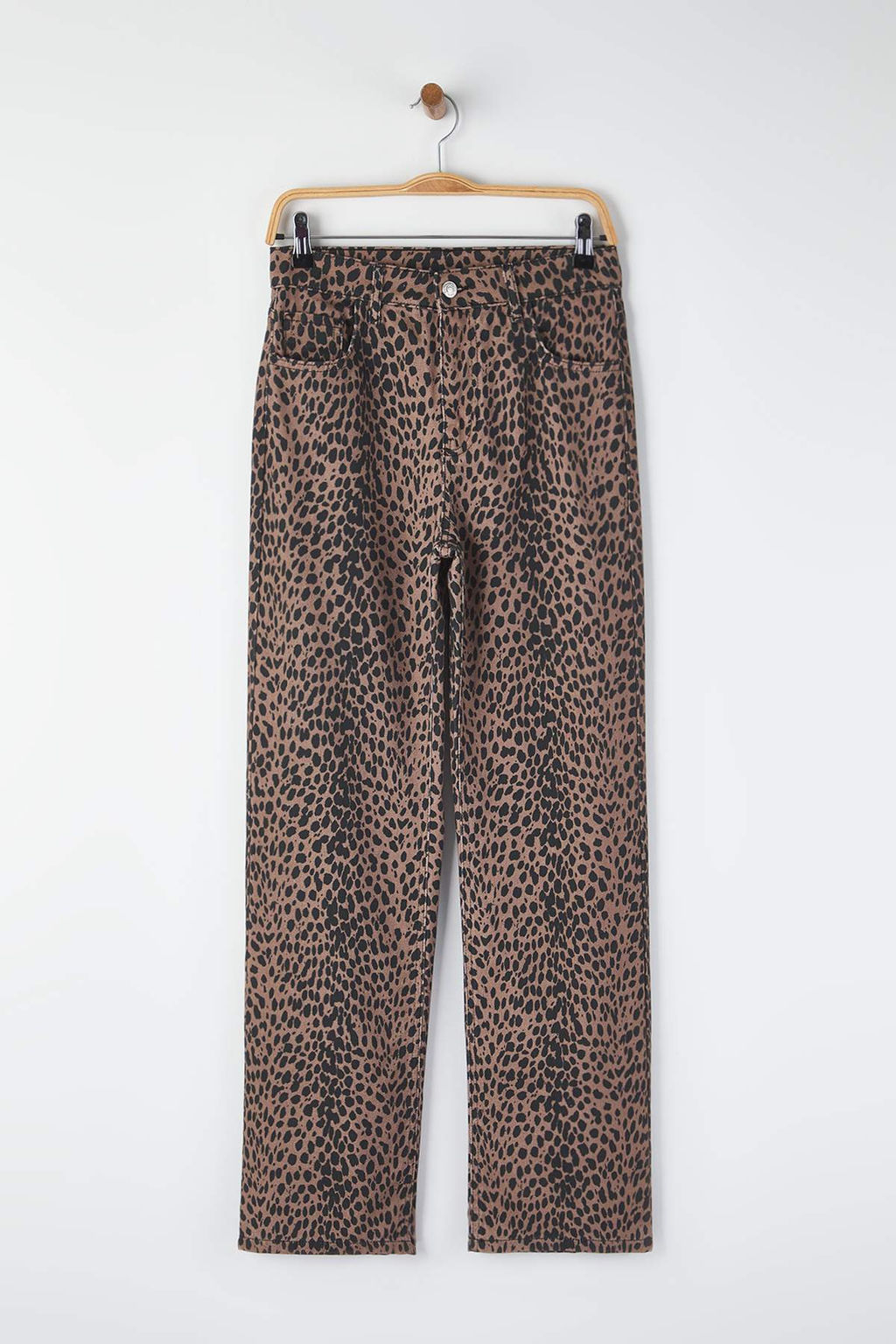 Cok Renkli Leopar Desenli Yuksek Bel Wide Leg Jeans TWOAW26JE00105 - Trendyolmilla фото 5